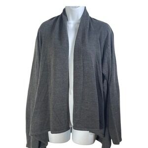 BASIC EDITIONS Gray Waterfall Cardigan Sweater XL vintage draped flowy 90s